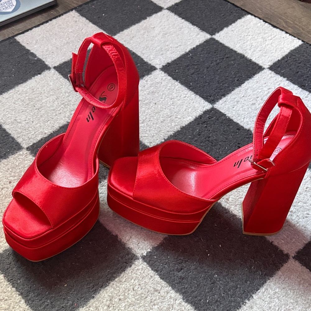 Red Platform Heels NWT